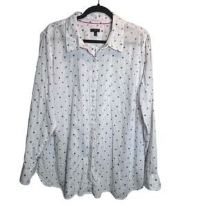 Talbots Multicolor Dots 100% Cotton Button Down Shirt‎ Size 2X (L463)